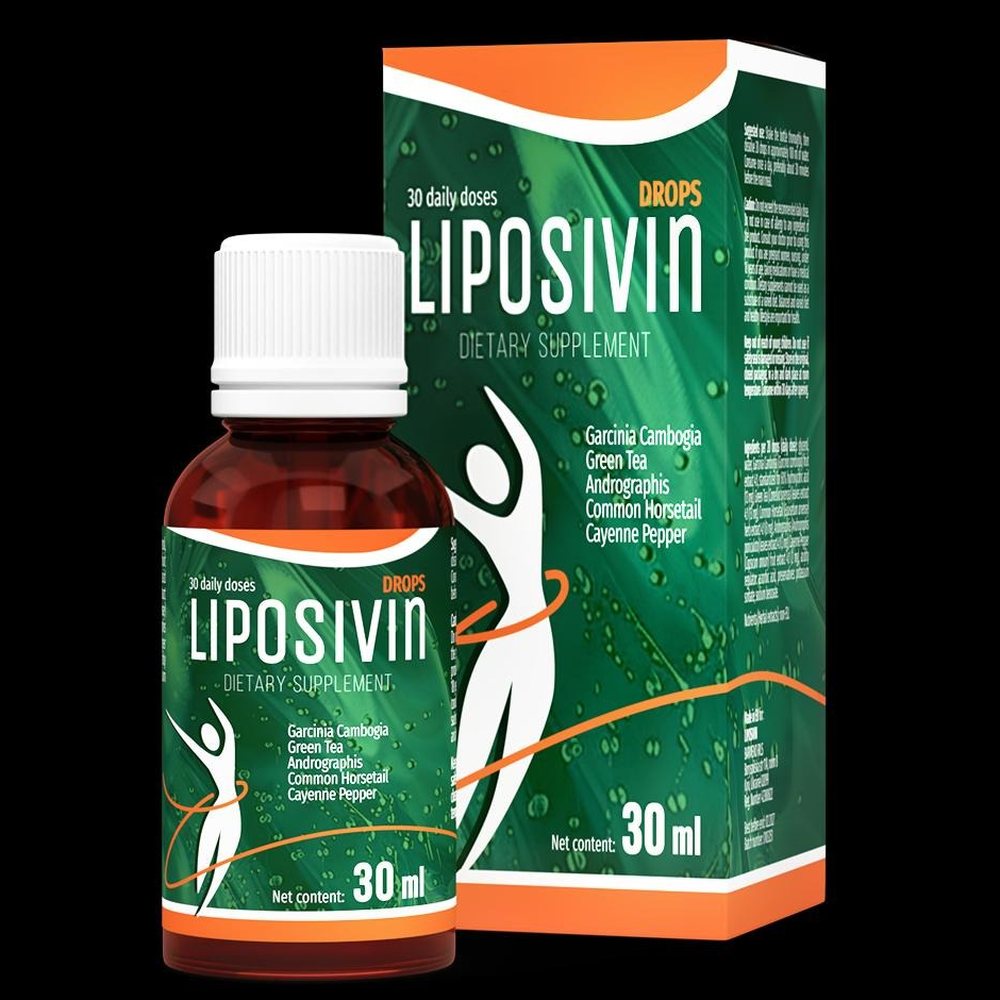 Liposivin, smeđa bočica s kapaljkom i čaša vode